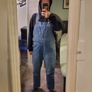 Gap stone washed blue denim overalls industrial with bib women's medium